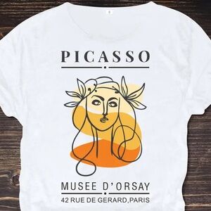 Picasso Graphic Artistic Print V-Neck Women's Top